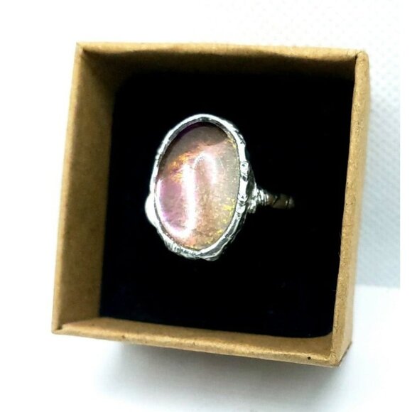 Rainbow orb Ring handmade adjustable Gothic metalwork - Picture 4 of 12